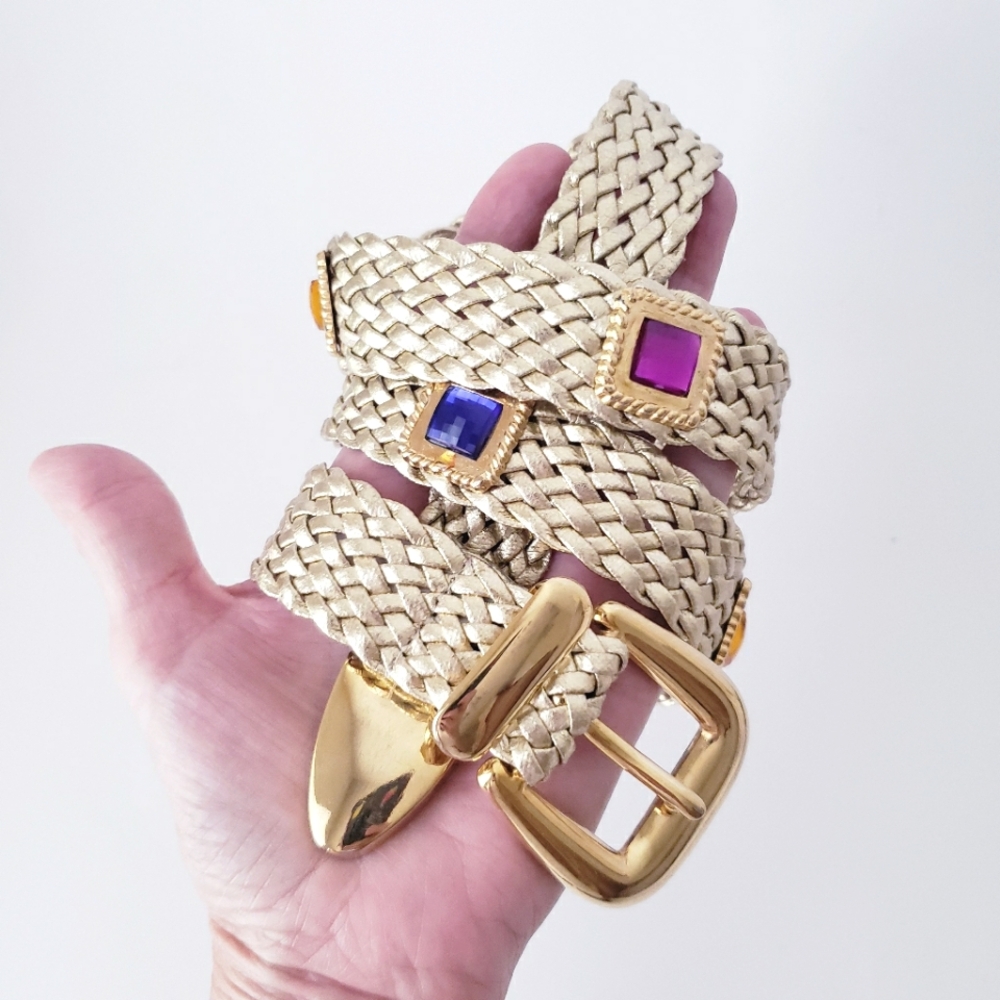 Vintage Omega Gold Woven Embellished Belt